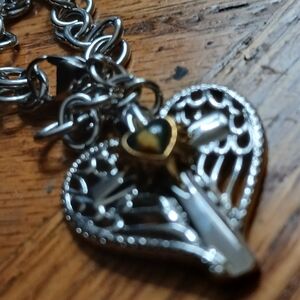 Silver Heart Pendant Bracelet